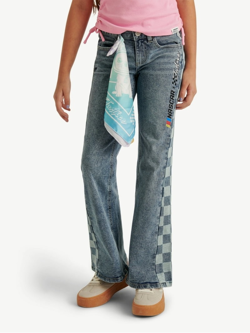 NASCAR Justice Girls’ Denim Jeans w/ Bandana — Size 8 — NWT